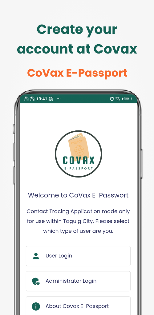 Covax E-Passport Screenshots